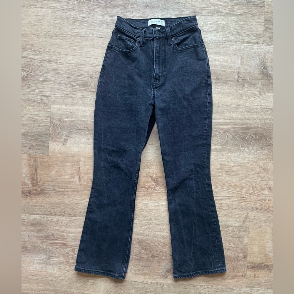 Abercrombie & Fitch Curve Love The Kick Flare Jeans Black 24 00R High Rise
